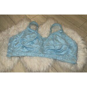 Comfort Choice Gel Strap Bra Unlined Lace Wire Free Womens 54DD Blue 92832
